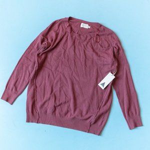 NEW Dreamers Mauve Long Sleeve Crewneck Pullover Knit Sweater Size Small